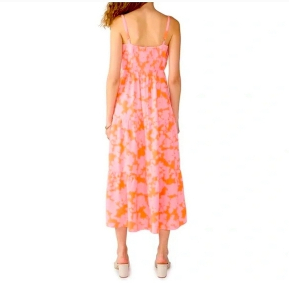 Anthropologie Social Standard By Sanctuary Pink Coral Floral Maxi Dress, Sz Med - Picture 2 of 10